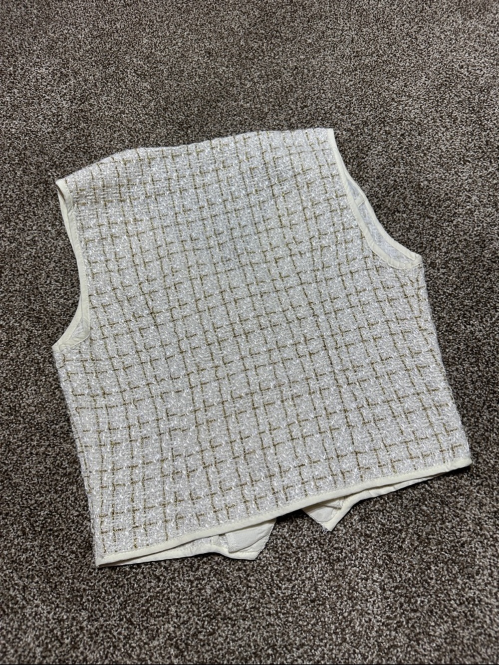 SHEIN Cream Tweed High Waist Shorts & Cropped Vest Set - Picture 10 of 11